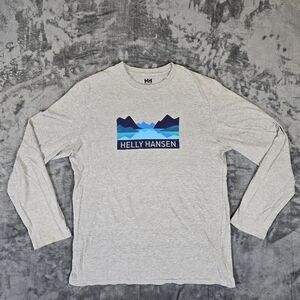 Helly Hansen Mountain Logo Long Sleeve T Shirt Size Large